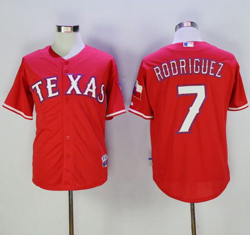 Rangers #7 Ivan Rodriguez Red Cool Base Stitched MLB Jersey - Click Image to Close